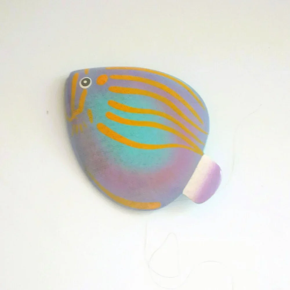 80's Alaskapades Tropical Fish Brooch Vtg Large Wooden Hand Painted Sea Life Pin